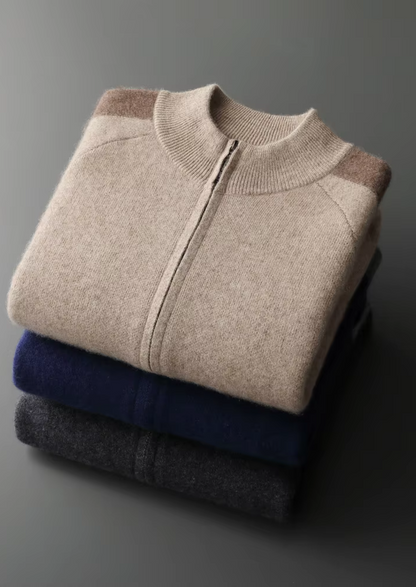 Men's 100% Cashmere Leisure Set – Sand – Zip Hoodie & Joggers – ASCENDARY®
