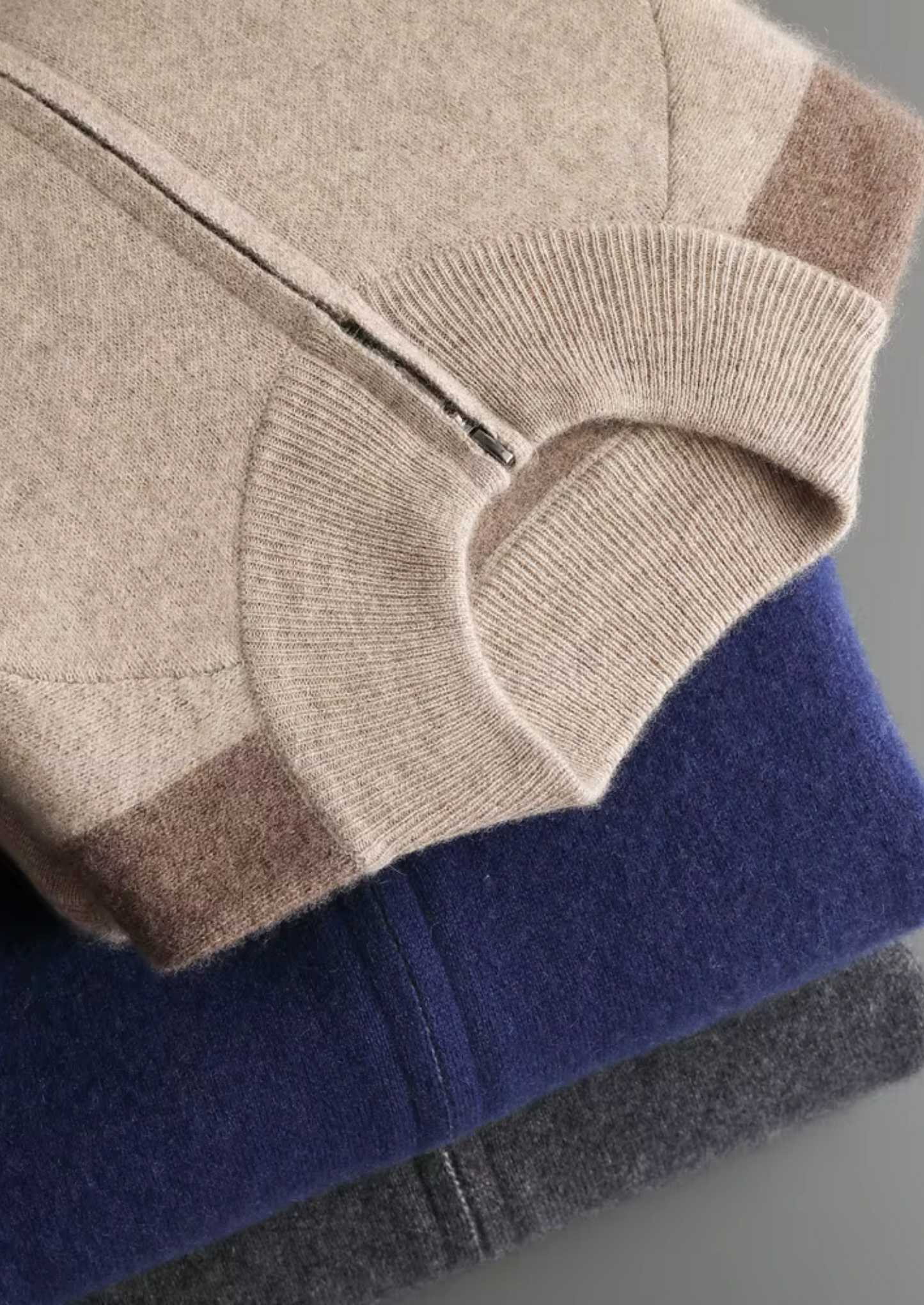 Men's 100% Cashmere Leisure Set – Sand – Zip Hoodie & Joggers – ASCENDARY®