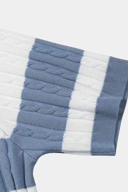 White Stripe Polo – Skin-Soft | Colour Block Style | ASCENDARY®