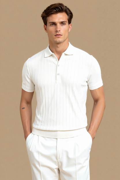 Vertical Striped Button-Up Polo – Skin-Soft | Bold Style | ASCENDARY®