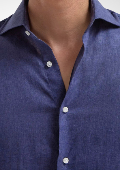 Men's Linen-Blend Coastal Shirt – Blue – Regular Fit – ASCENDARY®