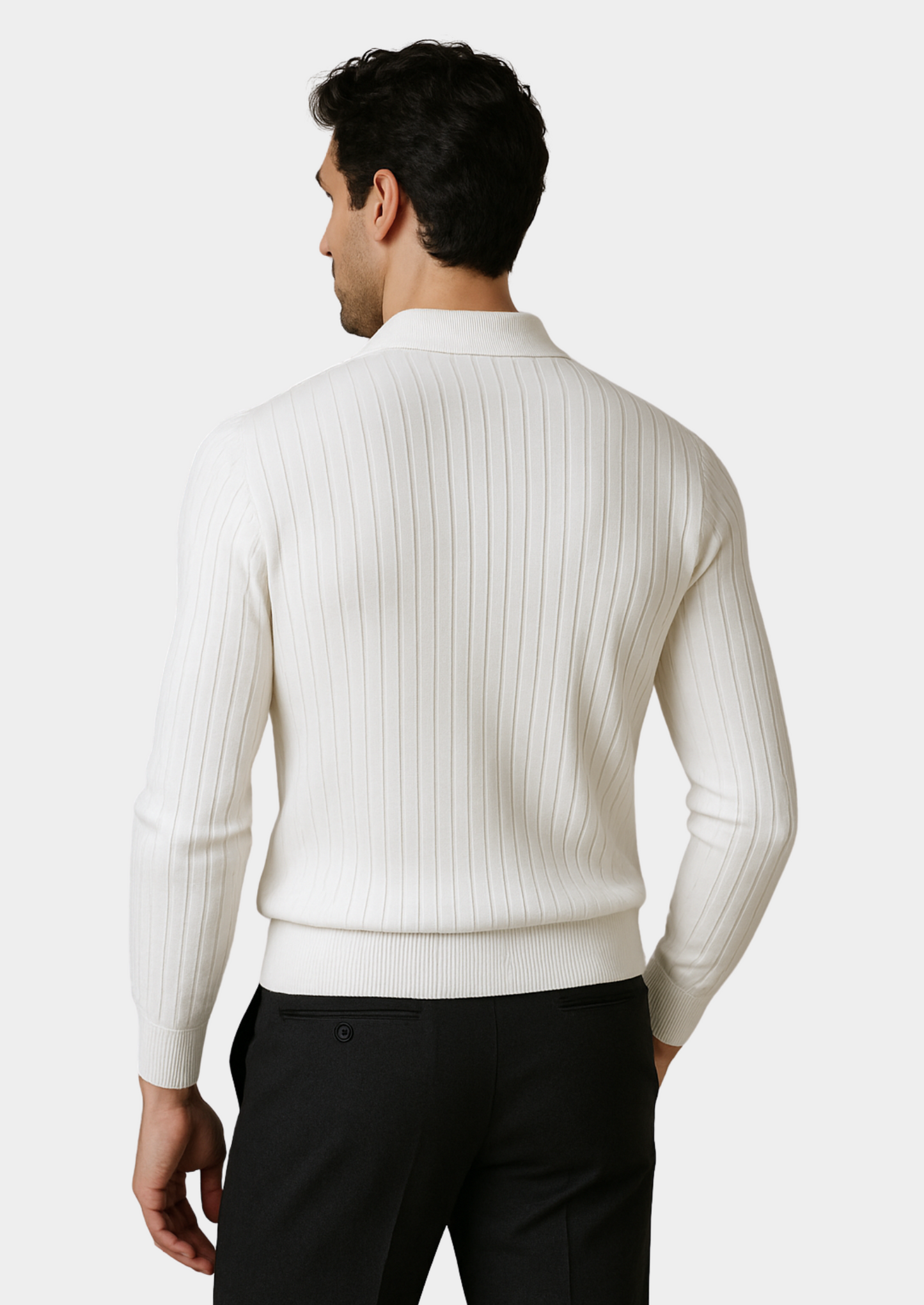 Men's Ribbed Buttonless Polo Shirt – White – ASCENDARY®