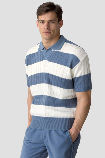 White Stripe Polo – Skin-Soft | Colour Block Style | ASCENDARY®