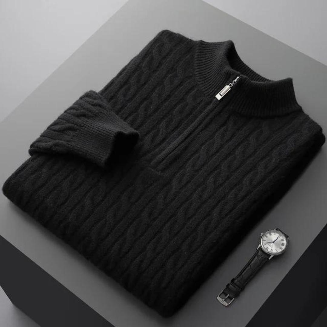 100% Cashmere Woven Half-Zip Sweater – ASCENDARY®