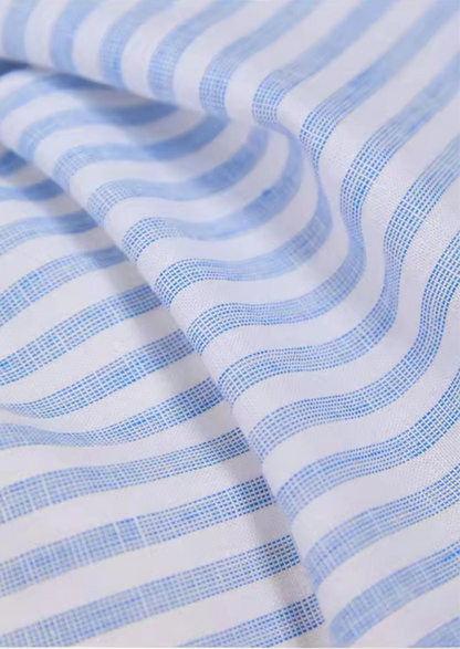 Men's Striped Linen-Blend Coastal Shirt – Light Blue – ASCENDARY®