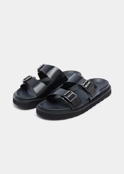 DOUBLE BUCKLE RESORT SANDAL - Black