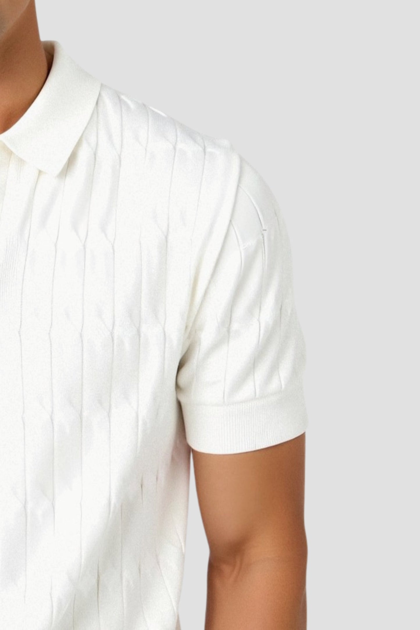 Premium V-Neck Cable Knit Polo – Skin-Soft | Luxury Texture | ASCENDARY®