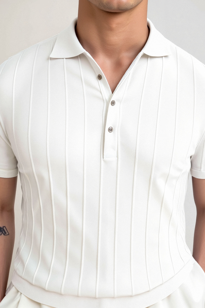 Vertical Striped Button-Up Polo – Skin-Soft | Bold Style | ASCENDARY®
