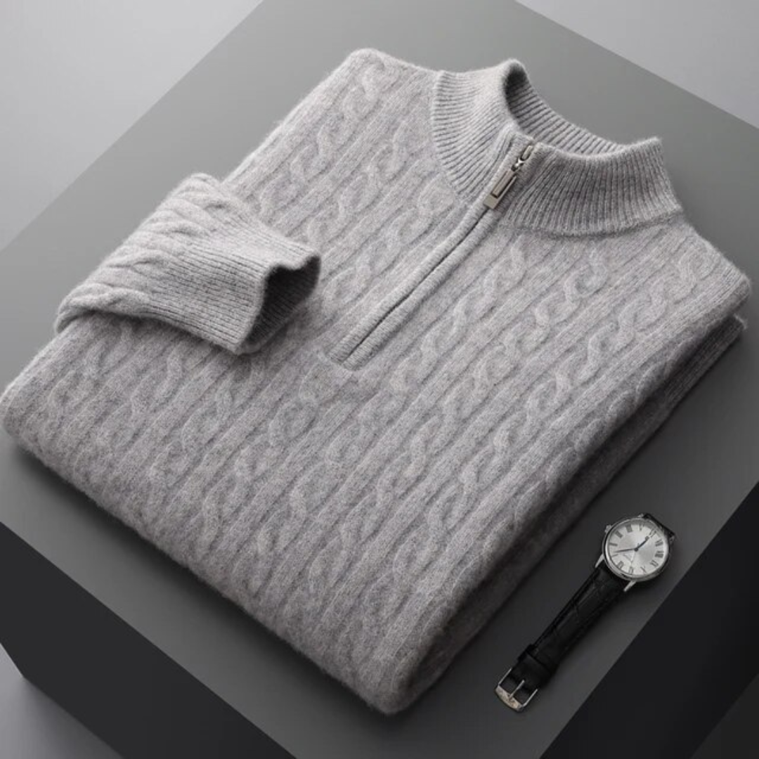 100% Cashmere Woven Half-Zip Sweater – ASCENDARY®