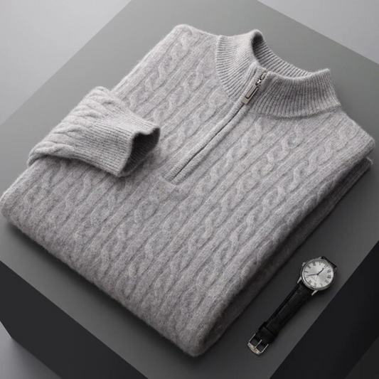 100% Cashmere Woven Half-Zip Sweater – ASCENDARY®