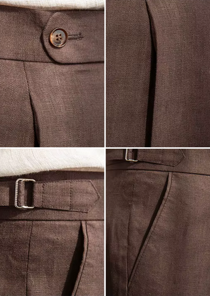 Men's Pleated Coastal Trousers – Dark Brown – ASCENDARY®