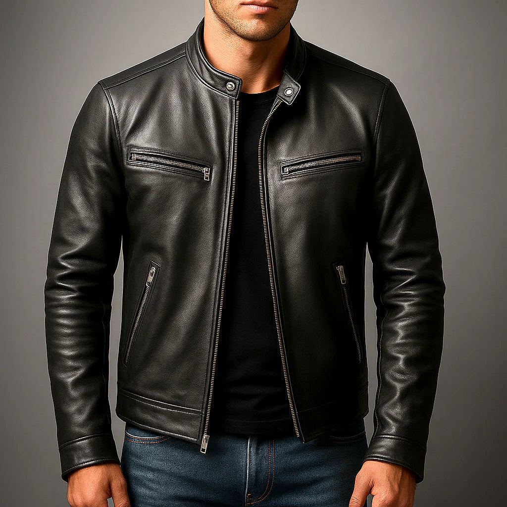 Aher Ascendary Vintage Biker Leather Jacket X2