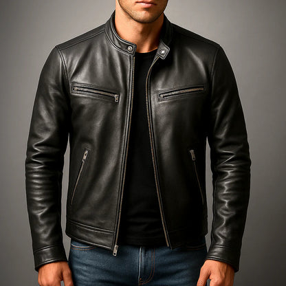 Aher Ascendary Vintage Biker Leather Jacket X2