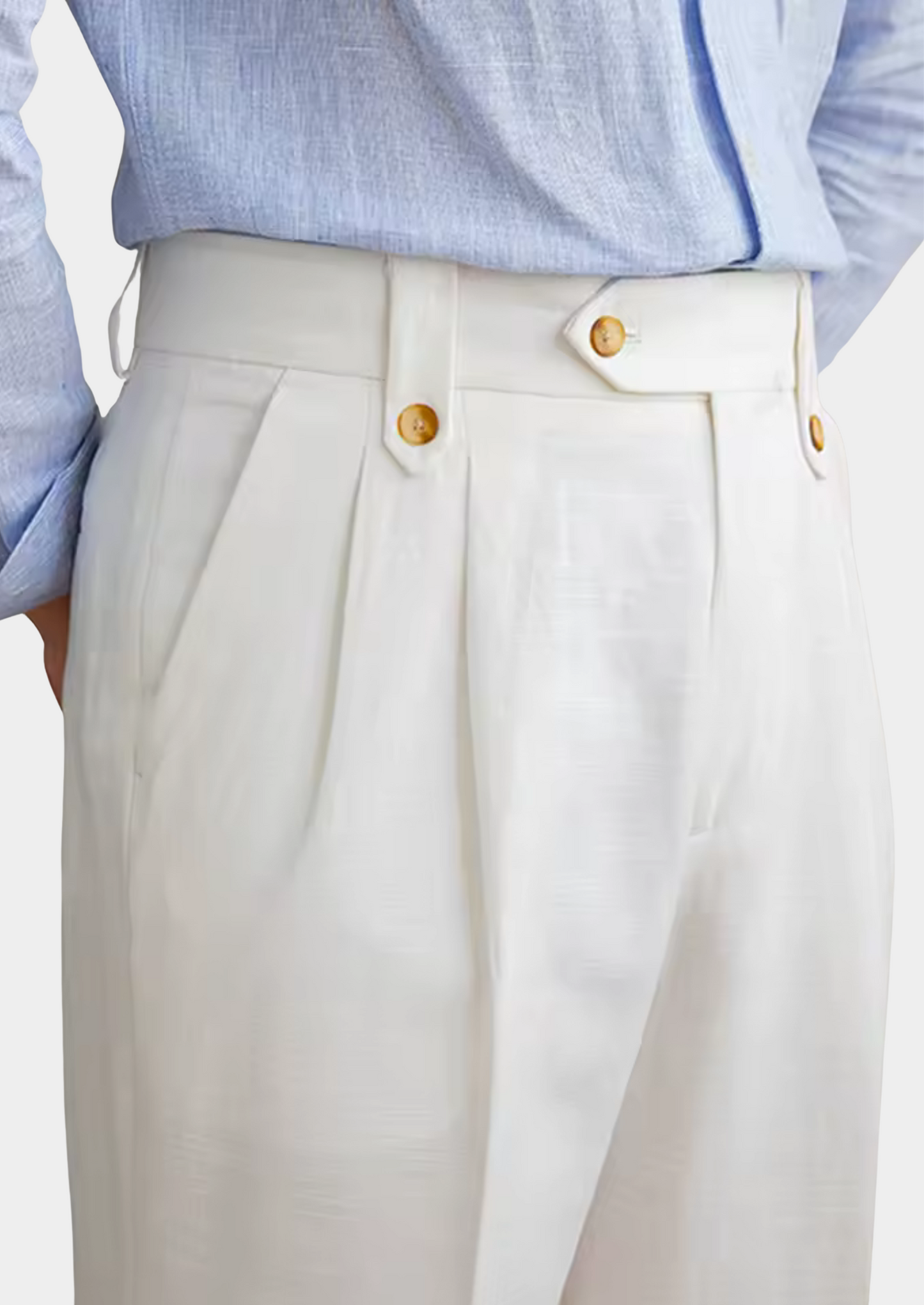Men's Pleated Linen Coastal Trousers – White – ASCENDARY®