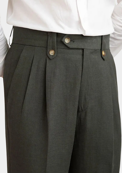 NAPOLI PLEATED COASTAL TROUSERS - Olive