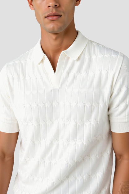 Premium V-Neck Cable Knit Polo – Skin-Soft | Luxury Texture | ASCENDARY®