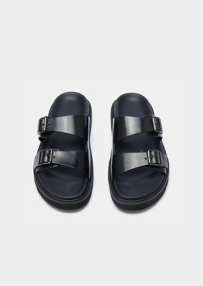 DOUBLE BUCKLE RESORT SANDAL - Black