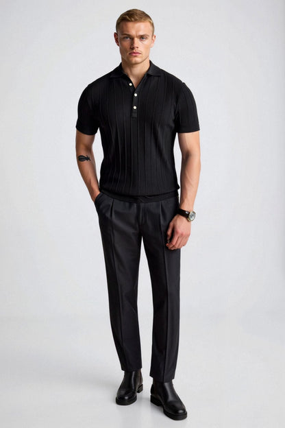 Vertical Striped Button-Up Polo – Skin-Soft | Bold Style | ASCENDARY®
