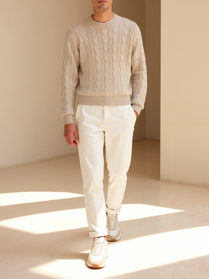 Cashmere Cable Knit Sweater – Luxury Knitwear | ASCENDARY®