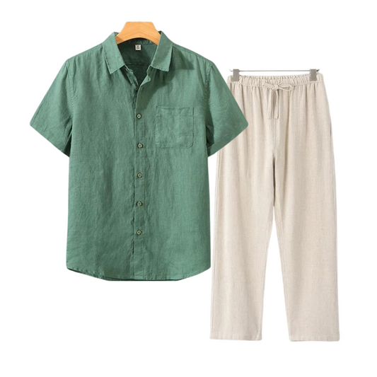 Linen Set (Short) – Hypoallergenic | Shirt & Shorts Matching Set | ASCENDARY®