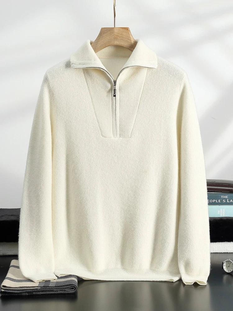 100% Cashmere Half-Zip Sweater – ASCENDARY®