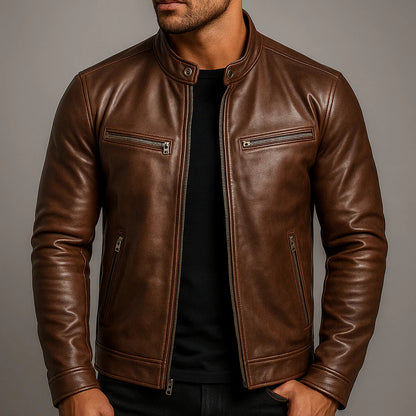 Aher Ascendary Vintage Biker Leather Jacket X2