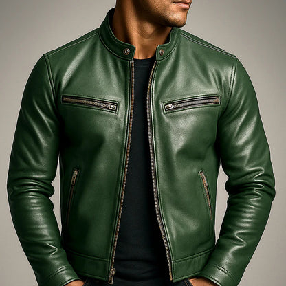 Aher Ascendary Vintage Biker Leather Jacket X2