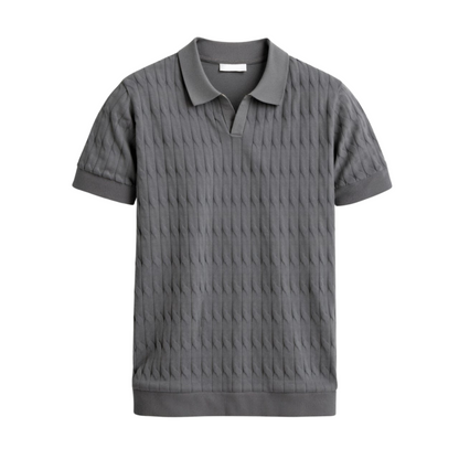 Premium V-Neck Cable Knit Polo – Skin-Soft | Luxury Texture | ASCENDARY®