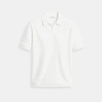 Premium V-Neck Cable Knit Polo – Skin-Soft | Luxury Texture | ASCENDARY®