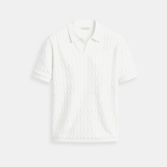 Premium V-Neck Cable Knit Polo – Skin-Soft | Luxury Texture | ASCENDARY®
