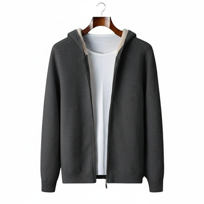 100% Cashmere Two-Tone Zipper Hoodie – Hypoallergenic | ASCENDARY®