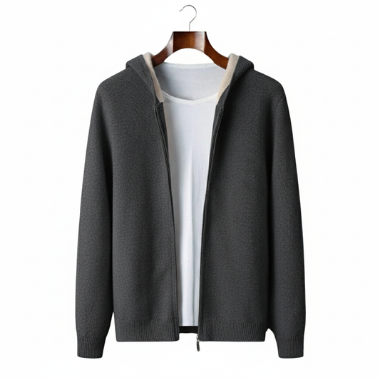 100% Cashmere Two-Tone Zipper Hoodie – Hypoallergenic | ASCENDARY®