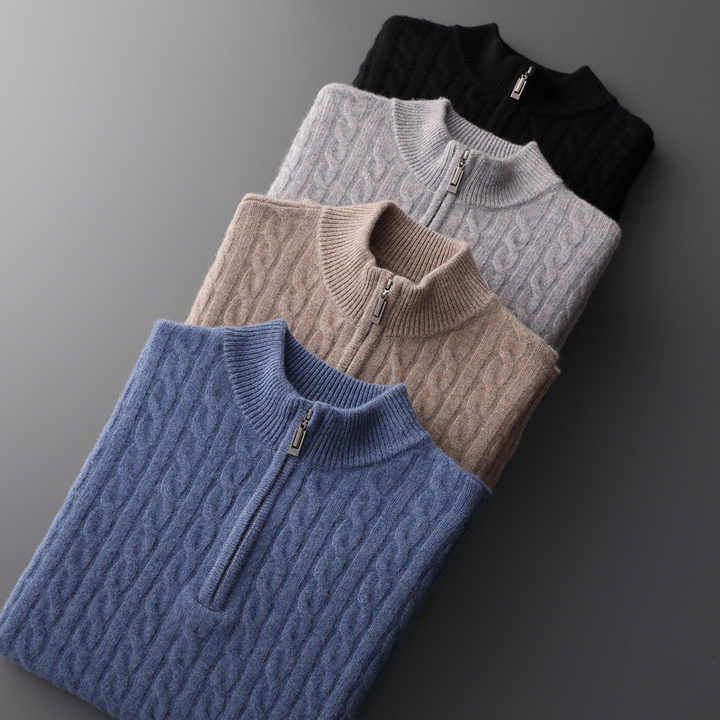 100% Cashmere Woven Half-Zip Sweater – ASCENDARY®