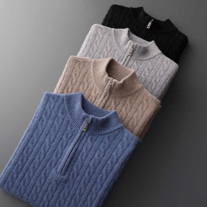 100% Cashmere Woven Half-Zip Sweater – ASCENDARY®
