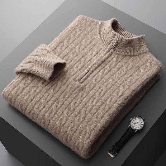 100% Cashmere Woven Half-Zip Sweater – ASCENDARY®