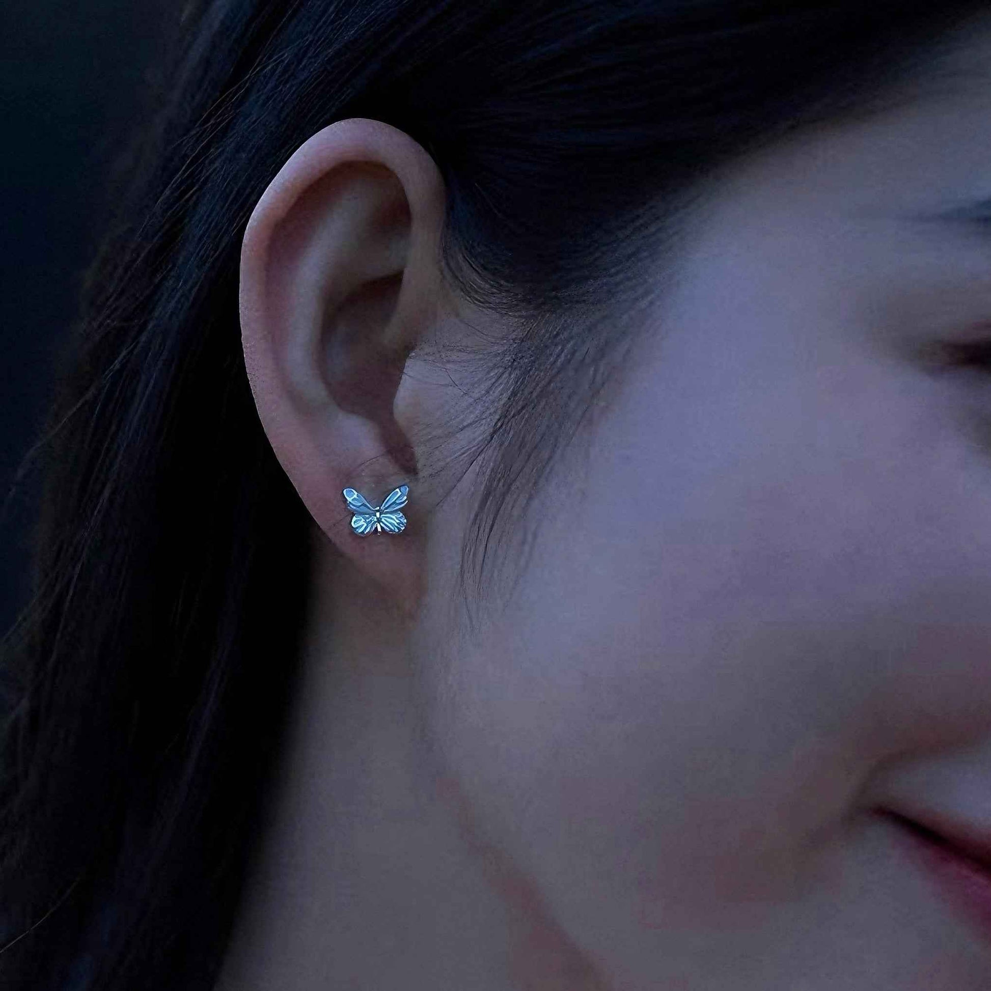 Luminous Dream Blue Butterfly Earrings