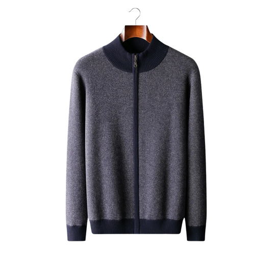 100% Cashmere Jacquard Zip Cardigan – Hypoallergenic | Woven Luxury | ASCENDARY®