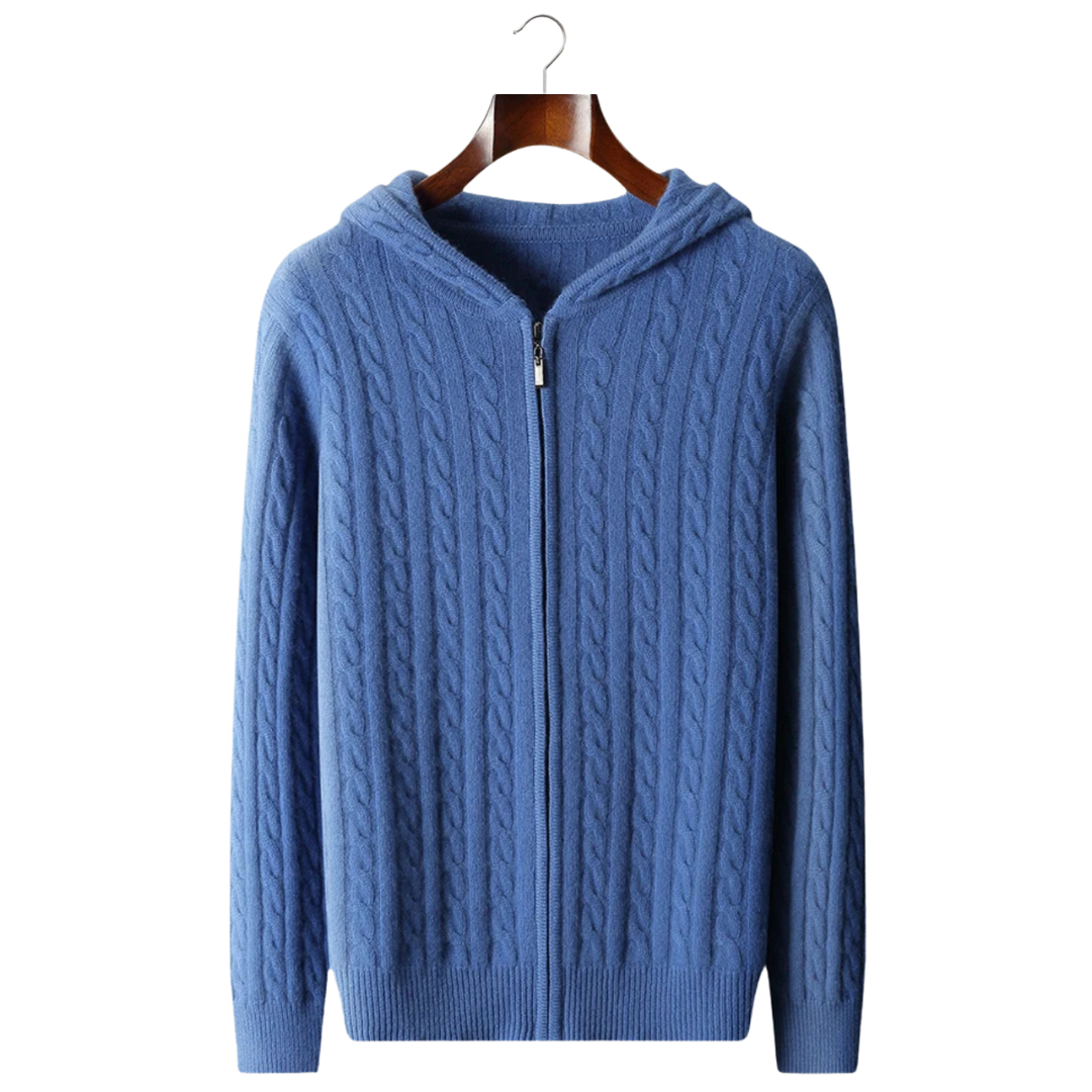 100% Cashmere Cable Knit Zipper Hoodie – Skin-Soft | Hypoallergenic | ASCENDARY®