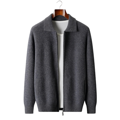 100% Cashmere Zip Polo Cardigan – Skin-Gentle | Luxury Layer | ASCENDARY®