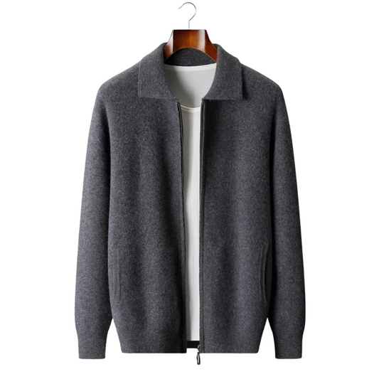 100% Cashmere Zip Polo Cardigan – Skin-Gentle | Luxury Layer | ASCENDARY®