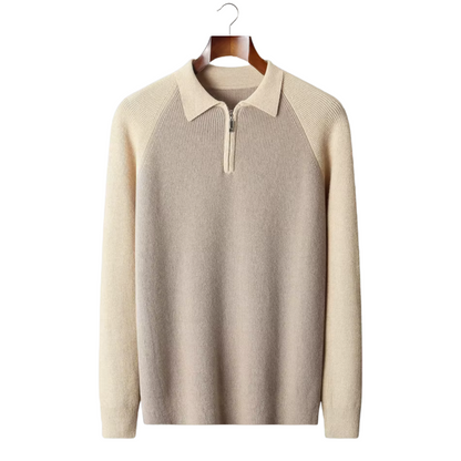 Two Tone Zipper Sweater Polo – Skin-Soft Wool | Colourblock | ASCENDARY®