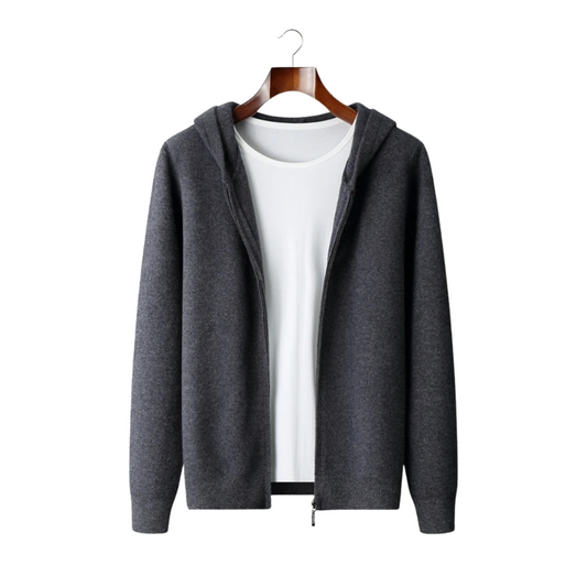 100% Cashmere Zipper Hoodie – Hypoallergenic | Ultimate Skin-Soft Luxury | ASCENDARY®