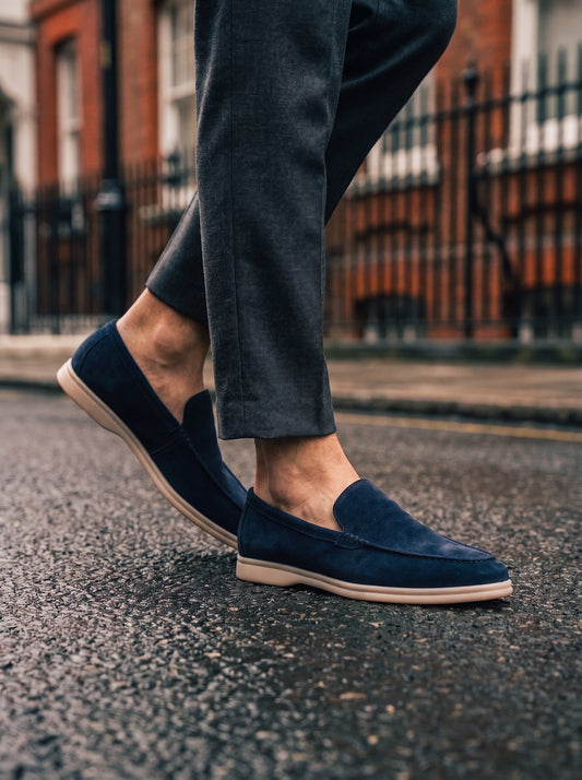 ASCENDARY Marina Loafers – Men's Hypoallergenic Suede Slip-On, Navy Blue