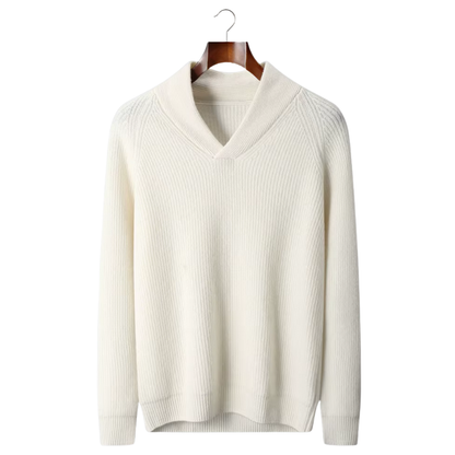 100% Cashmere Ribbed V-Neck Sweater – ASCENDARY®