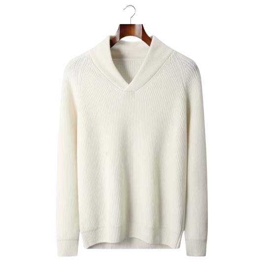100% Cashmere Ribbed V-Neck Sweater – ASCENDARY®