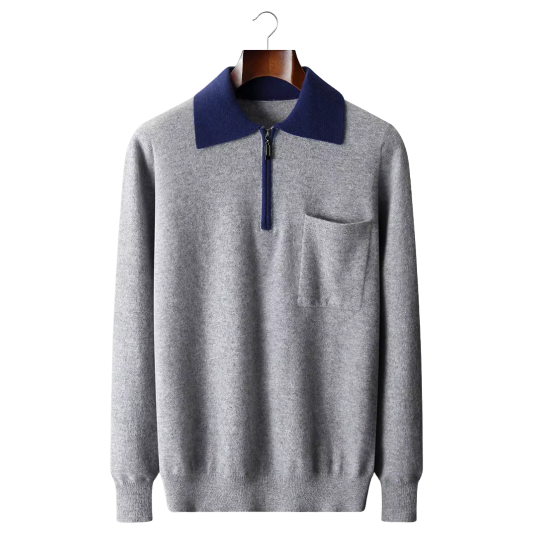 100% Cashmere Two-Tone Zipper Polo – ASCENDARY®