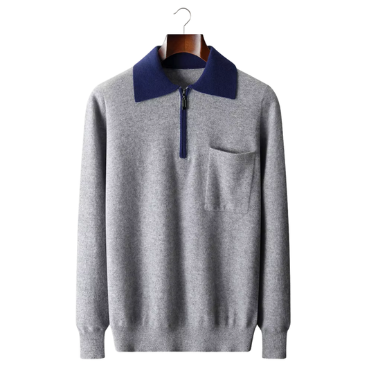 100% Cashmere Two-Tone Zipper Polo – ASCENDARY®