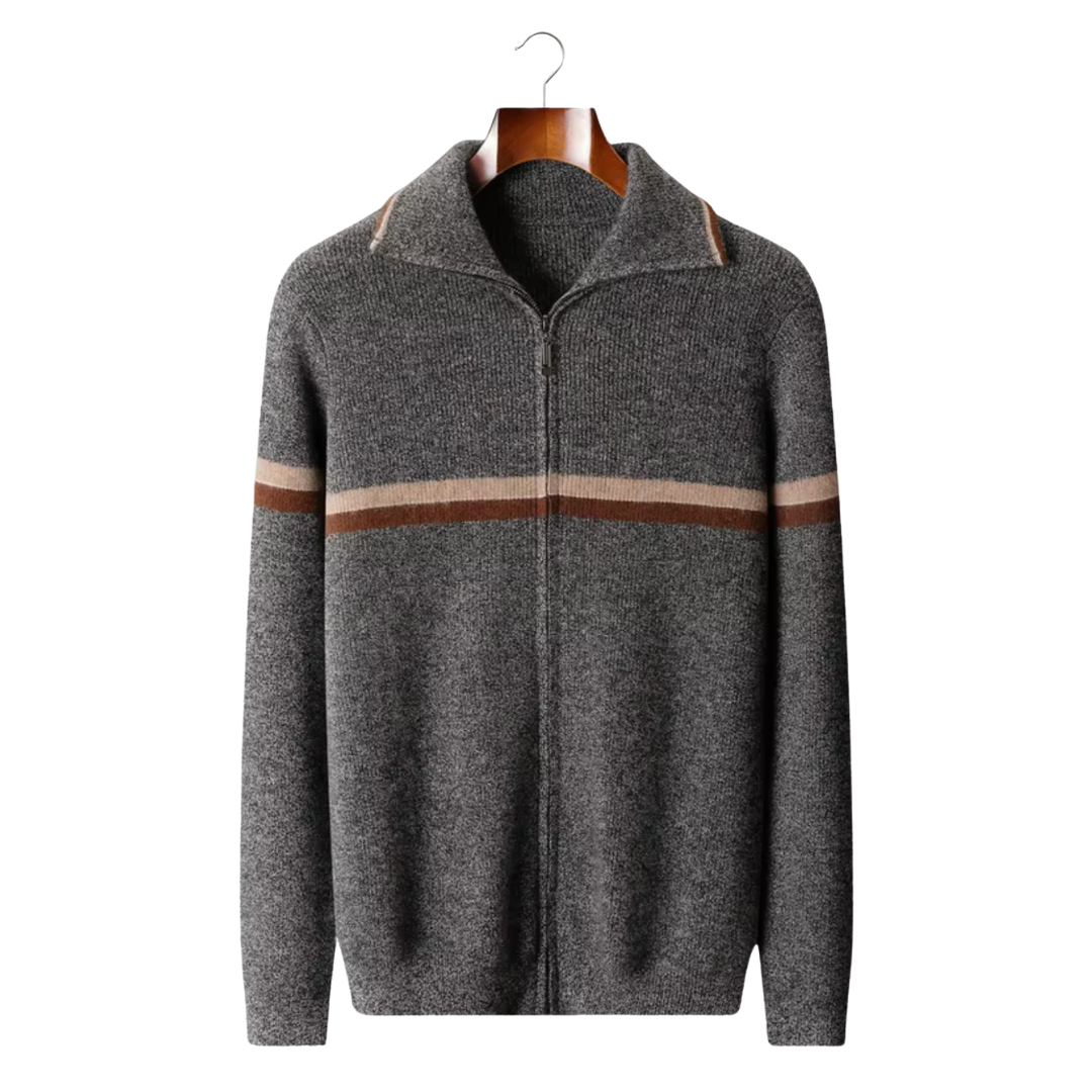 100% Cashmere Striped Zip Cardigan – ASCENDARY®