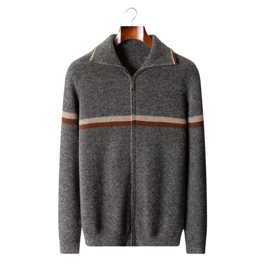100% Cashmere Striped Zip Cardigan – ASCENDARY®