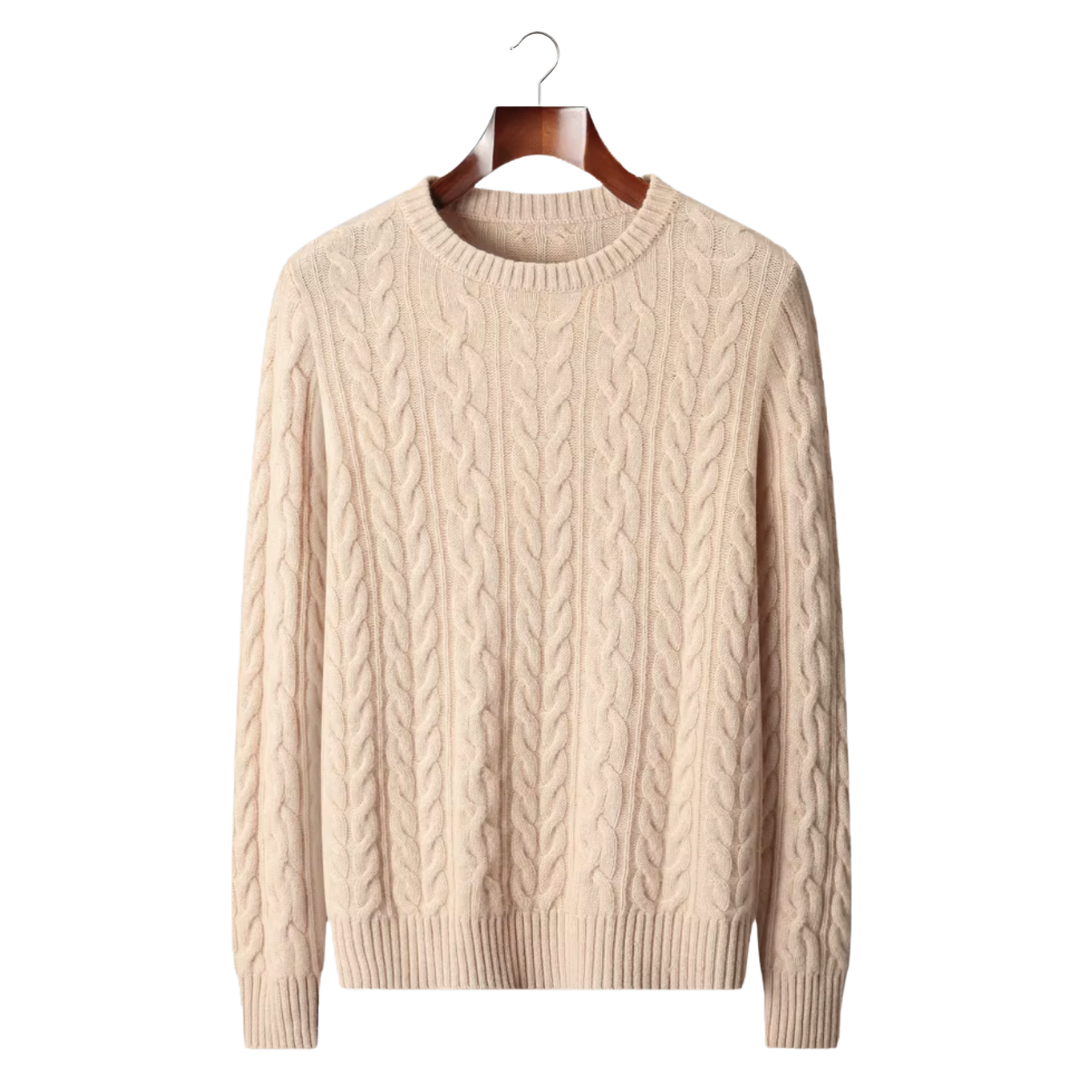 100% Cashmere Cable Knit Crewneck Sweater – ASCENDARY®